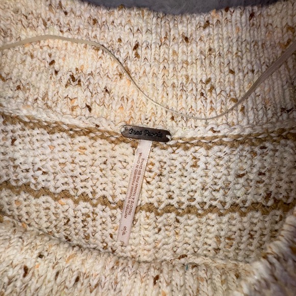 Free People Sweater Women Small Starlight Striped Sparkle Open Knit Oversize Top - Picture 8 of 12
